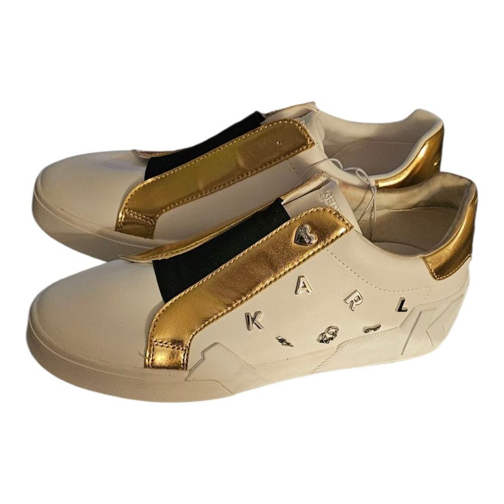 Karl Lagerfeld Mavise Slip-on Sneakers with Logo Charms Size 9 New Without Box
